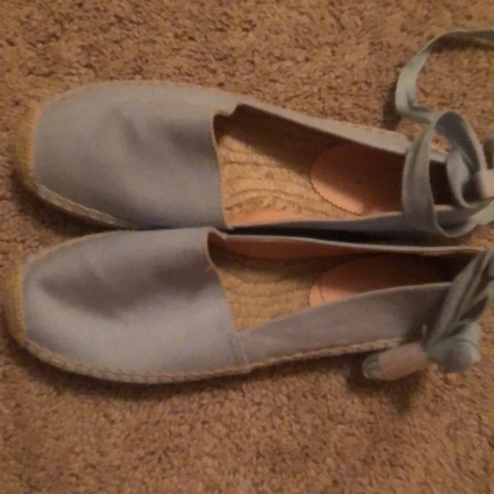 New J Crew Canvas Espadrille Flats Blue 9.5 - Picture 4 of 6